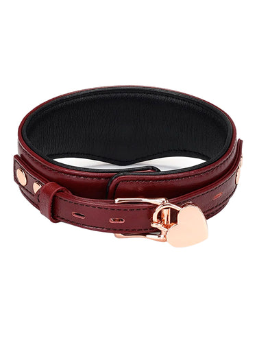 Liebe Seele Wine Red Deluxe Curved Collar With Leash And Lock