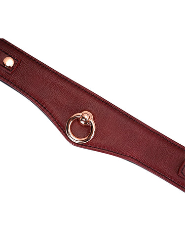 Liebe Seele Wine Red Deluxe Curved Collar With Leash And Lock