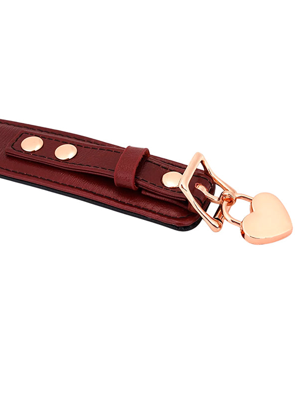 Liebe Seele Wine Red Deluxe Curved Collar With Leash And Lock