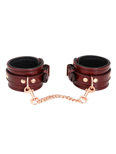 Liebe Seele Wine Red Leather Ankle Cuffs