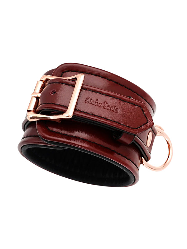 Liebe Seele Wine Red Leather Ankle Cuffs