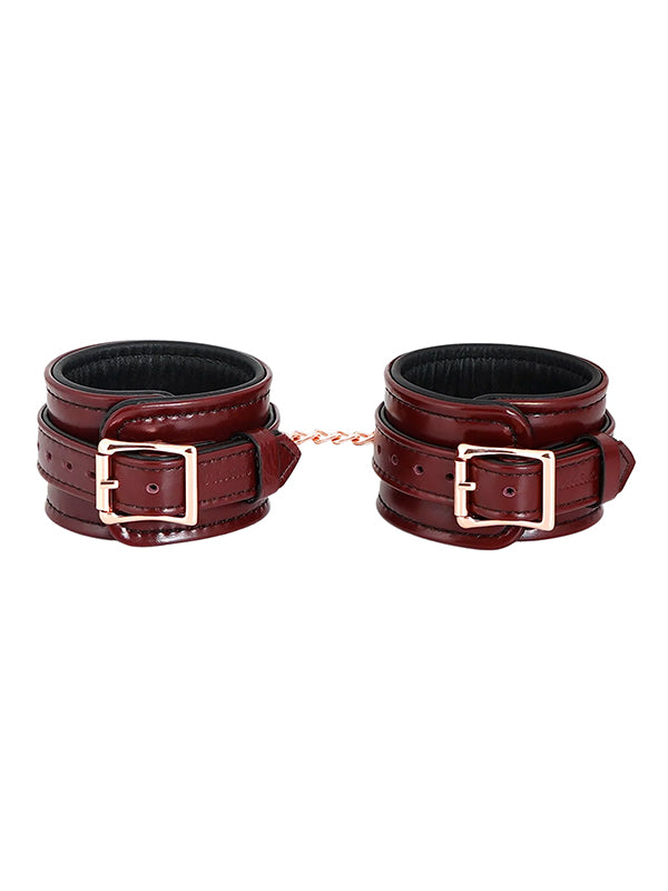 Liebe Seele Wine Red Leather Ankle Cuffs