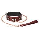 Liebe Seele Wine Red Leather Collar With Leash