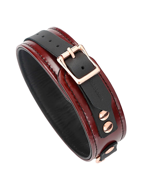 Liebe Seele Wine Red Leather Collar With Leash