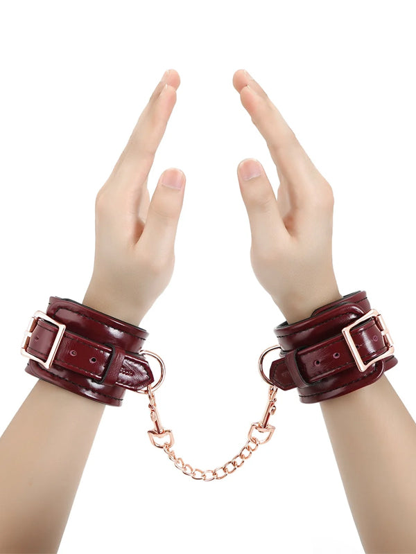 Liebe Seele Wine Red Leather Handcuffs