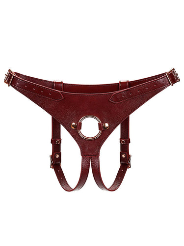 Liebe Seele Wine Red Leather Strap-on Harness