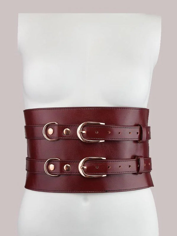 Centură din Piele Liebe Seele Wine Red Luxury Waist Cuff