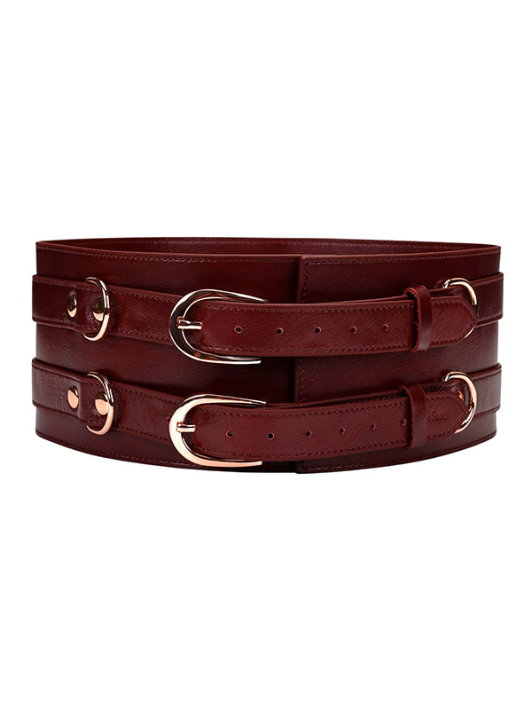 Centură din Piele Liebe Seele Wine Red Luxury Waist Cuff