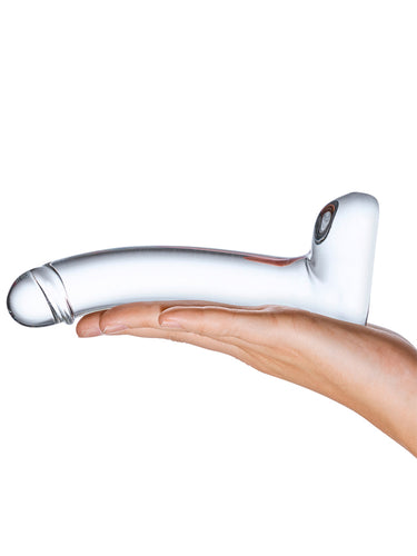 Gläs Realistic Curved Clear Glass G-Spot Dildo 17.8 cm