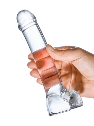 Gläs Realistic Curved Clear Glass G-Spot Dildo 17.8 cm