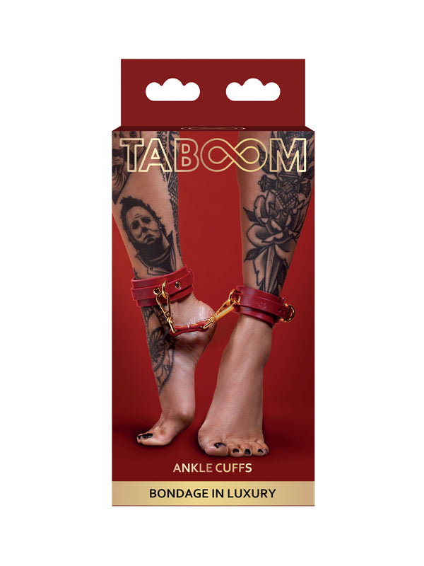 Manșete pentru Glezne Taboom Bondage Red Faux Leather