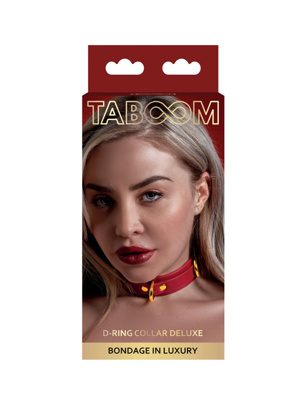 Choker Taboom Bondage Red Faux Leather Deluxe D-Ring Collar