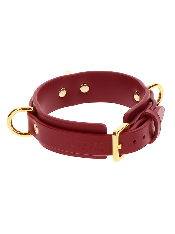 Choker Taboom Bondage Red Faux Leather Deluxe D-Ring Collar