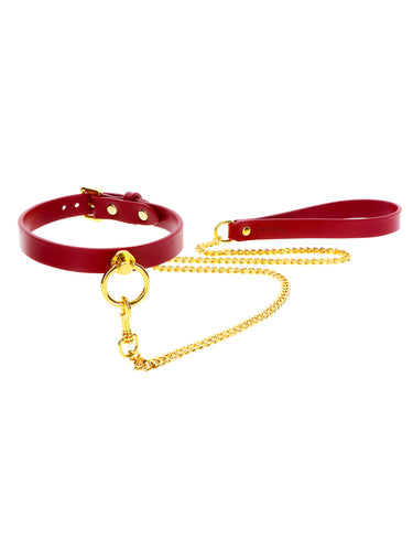 Choker și Lesă Taboom Bondage Red Faux Leather