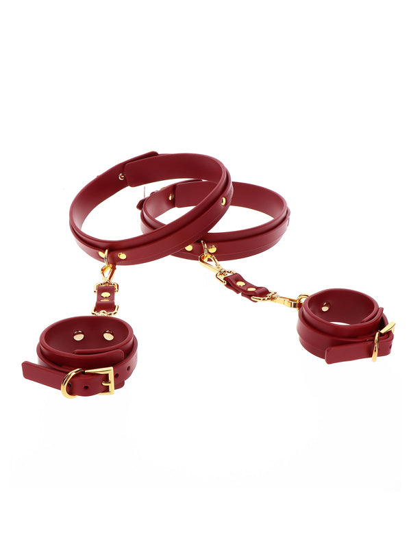 Set de Manșete pentru Mâini și Coapse Taboom Bondage Red Faux Leather