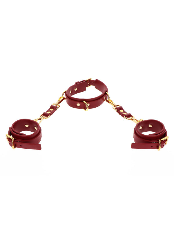 Choker și Manșete pentru Mâini Taboom Bondage Red Faux Leather