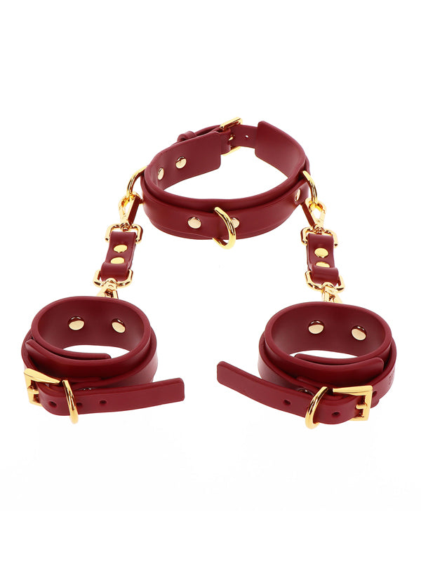 Choker și Manșete pentru Mâini Taboom Bondage Red Faux Leather